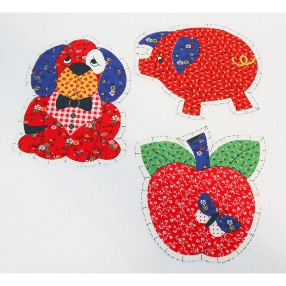 Vintage Cranston Calico Country Barnyard Applique Fabric Scarecrow Pig Chicken - Picture 3 of 5